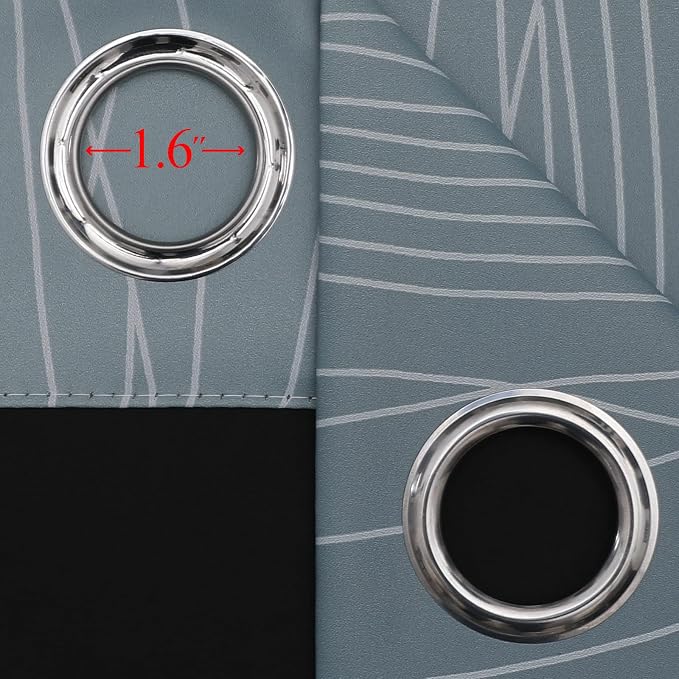 Stone Blue and Greyish White Blackout Curtains 72 Inch Length 2 Panels Set - Image 7