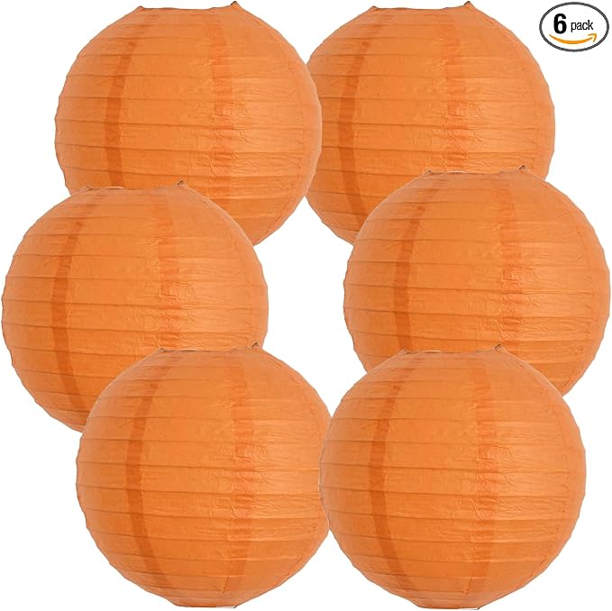 BEISHIDA 12 Inch Orange Paper Lanterns 6Packs Hanging Round Chinese Lantern | by Beishida