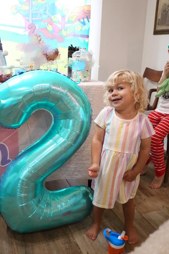 Number Balloons 3 Balloon Teal Blue - Image 3