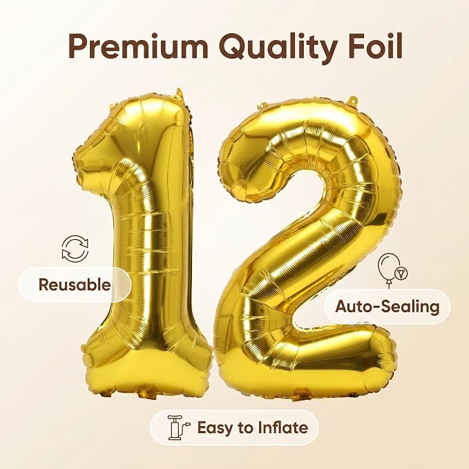 Number 12 Balloon Foil Mylar Balloons - Image 5