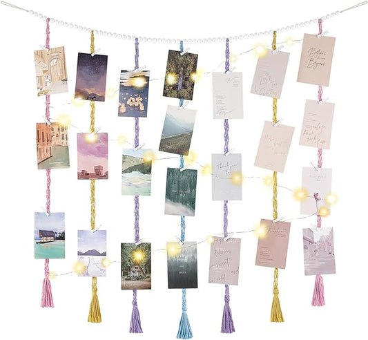Mkono Hanging Photo Display, Boho Macrame Wall Decor by Mkono