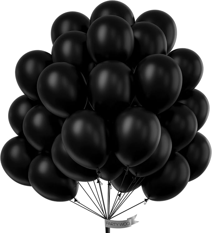 PartyWoo Black Balloons 100pcs Matte Latex Helium Balloons 10 Inch | Baby by PartyWoo