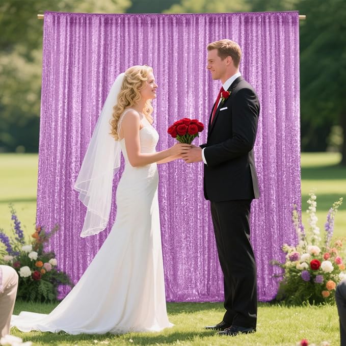 2×8FT-6PCS Lavender Sequin Backdrop Curtains Panels, Photography Backdrop - Image 7