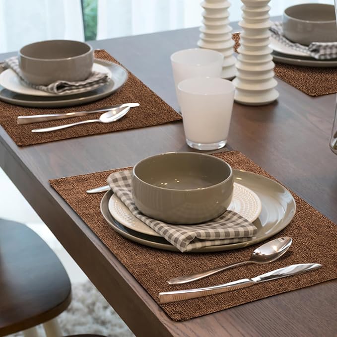 Faux Cotton Linen Placemats Set of 4, Cloth Washable Farmhouse Dining Table Mats - Image 8
