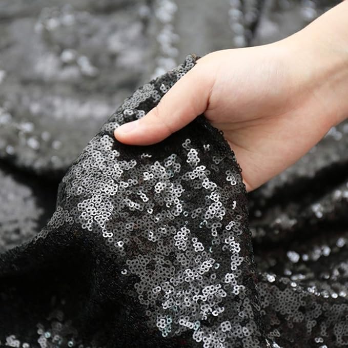 Poise3EHome 6FT x 8FT Black Sequin Photography Backdrop Curtain - Image 3
