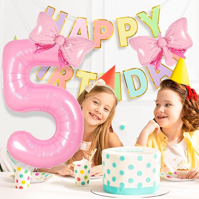 Pink Bow Birthday Decorations 25 52 Balloon Numbers - Image 4