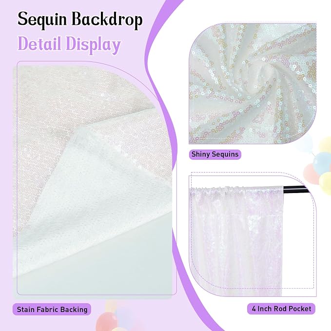 SquarePie 8x8ft Iridescent Sequin Backdrop, High Density Non-Transparent - Image 3