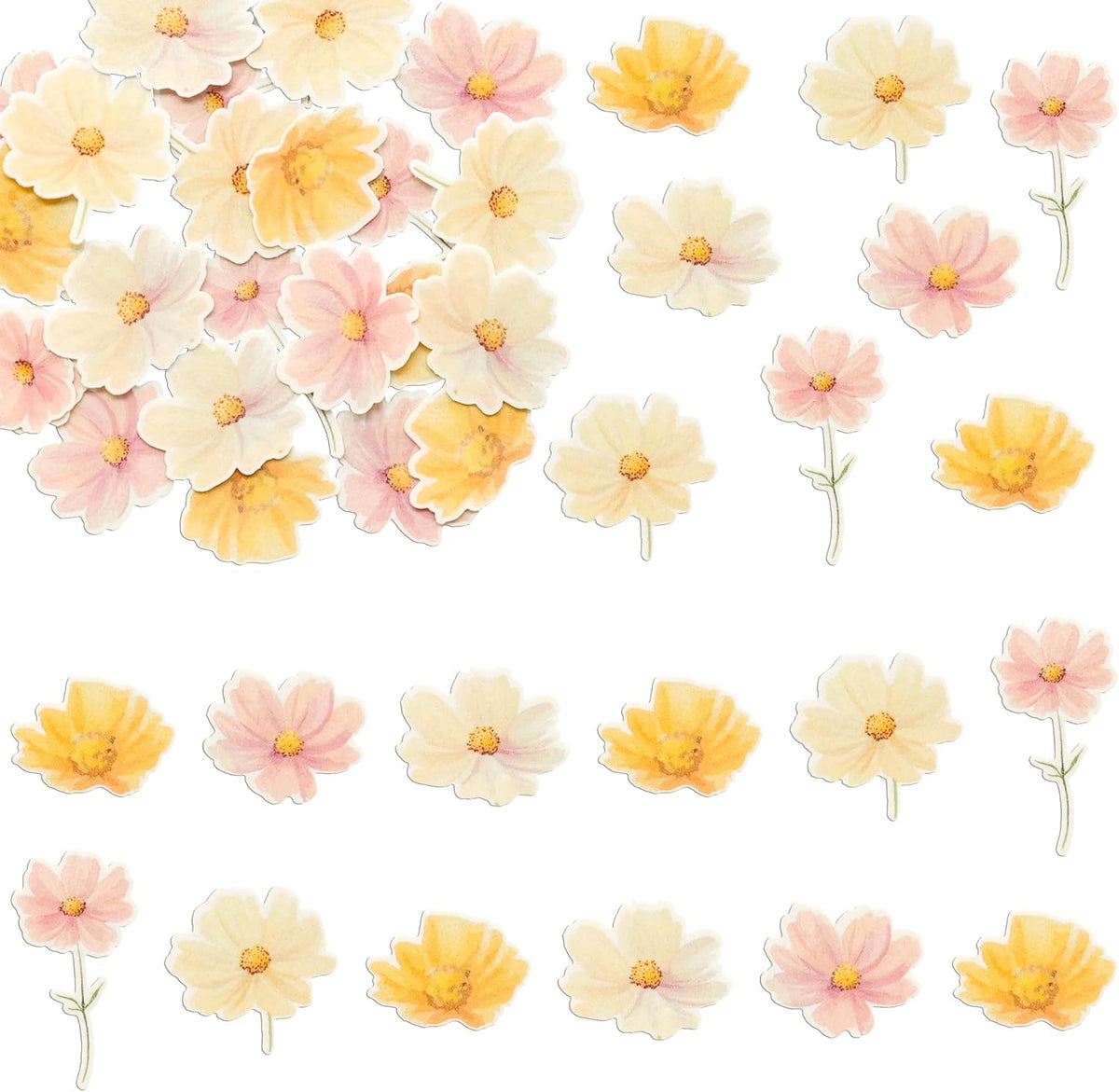 Ephlyn 50Pcs Edible Flower Cupcake Toppers Wafer Paper Spring Bridal Engagement Baby Shower Birthday Party Cupcake Picks Anniversary Party Decorations Supplies Multi