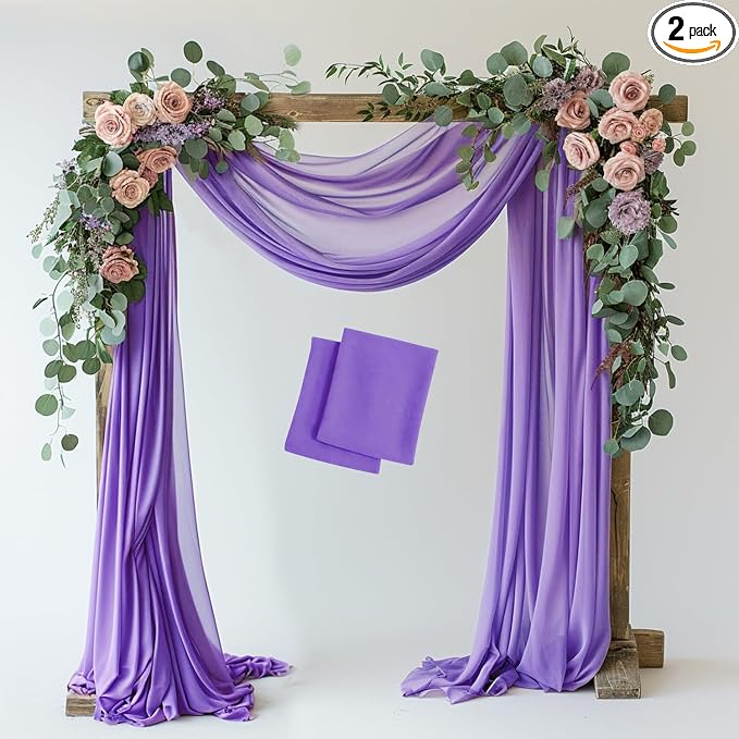 Wedding Arch Draping Fabric Backdrop 2 Panels, Lavender Purple | 28.7"x20FT by Wokceer