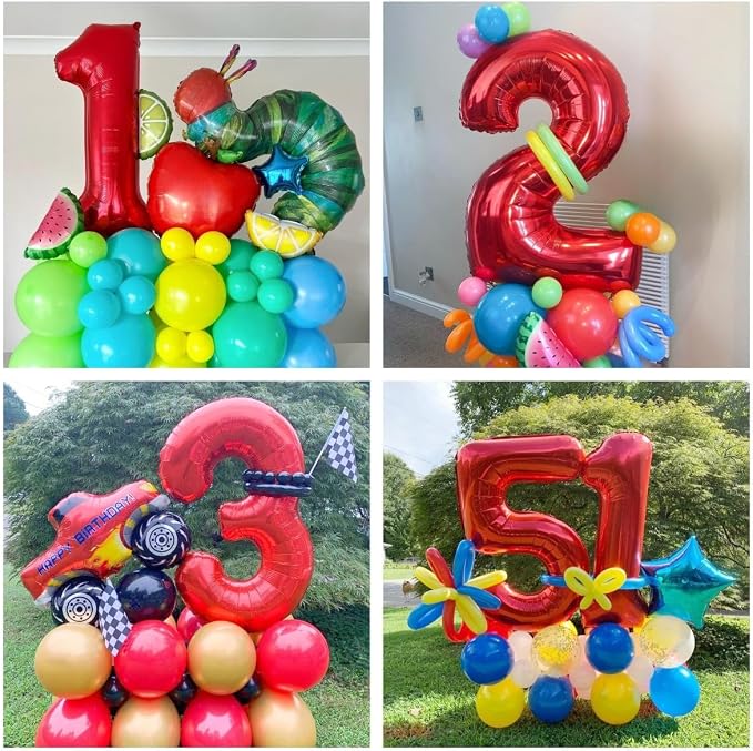 Red 2 Number Balloons, 40 Inch 2 Balloons Foil Mylar Helium Big Red 2 Balloon - Image 5