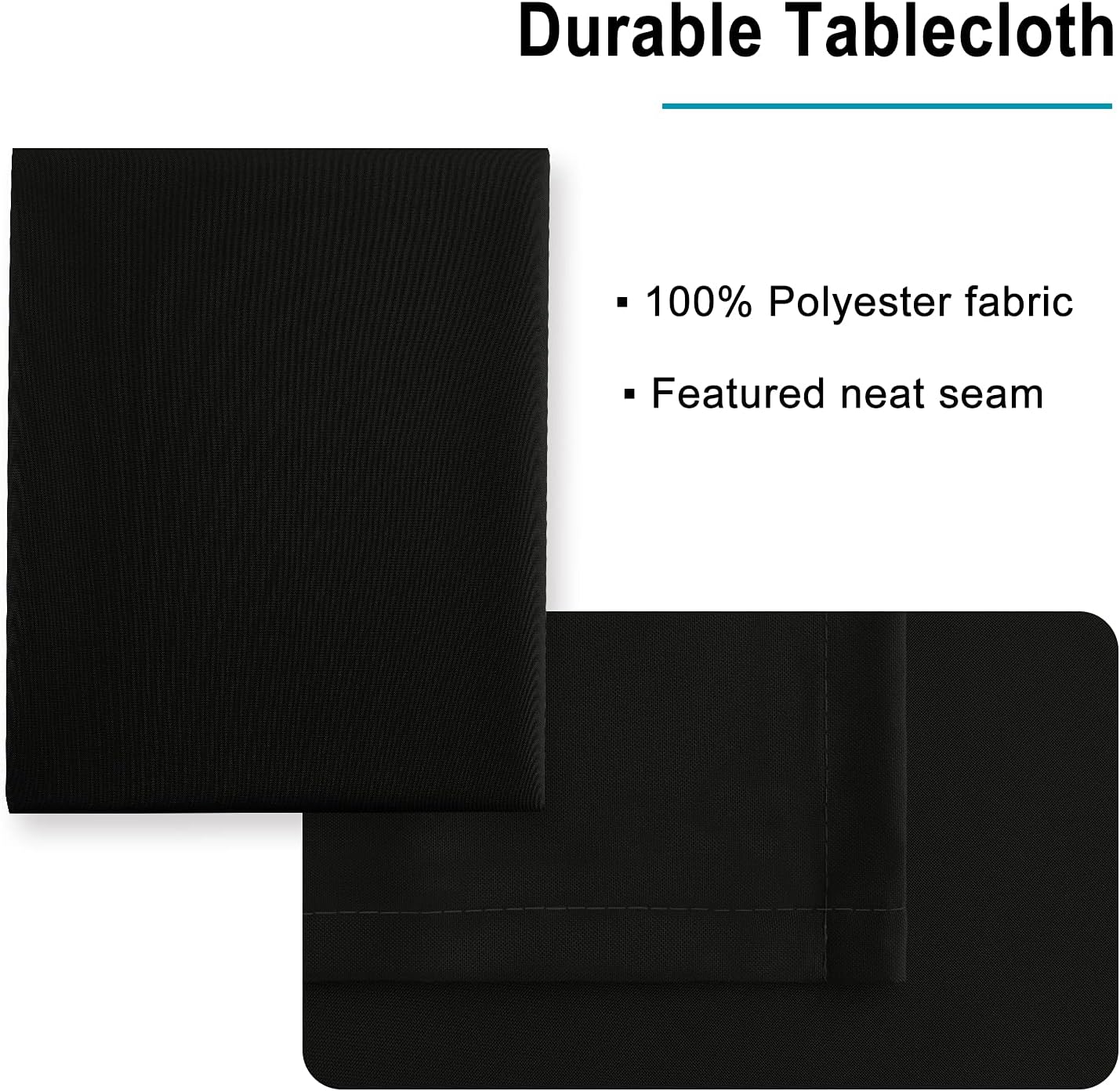 Hiasan Black Rectangle Tablecloth - 54 x 80 Inch - Waterproof & Wrinkle Resistant Washable Fabric Table Cloth for Dining, Party and Outdoor use