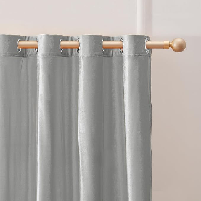 BULBUL Velvet Light Blue Blackout Curtains 108 inch Length - Image 2