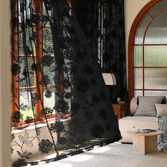 Treatmentex Black Lace Curtains by Treatmentex