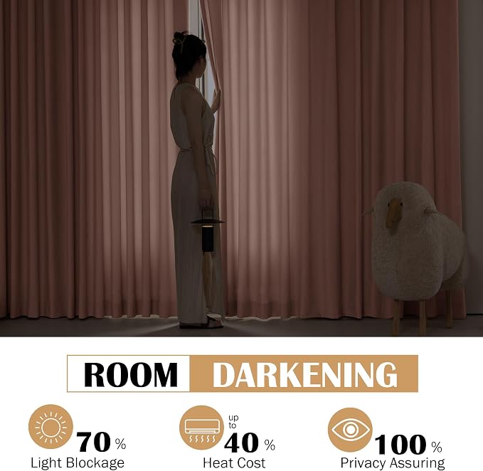 Beauoop Velvet Curtains for Bedroom Living Room Pink 52x84 2 Panels | Soft - Image 7