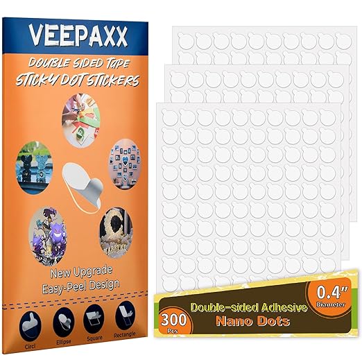 300Pcs Double Sided Adhesive Dots, Removable Clear Dots Sticky Tack, Waterproof by Veepaxx