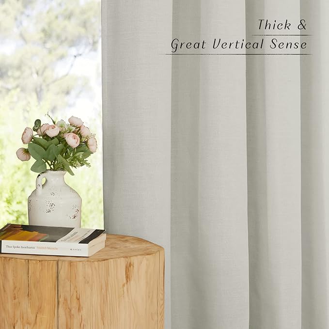 NICETOWN Gray Linen Curtains 108 inches Long - Image 3