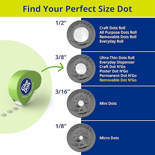 Glue Dots, Removable Dots Dot N' Go Dispenser, Double-Sided, .38 Inch, 200 Dots - Image 4