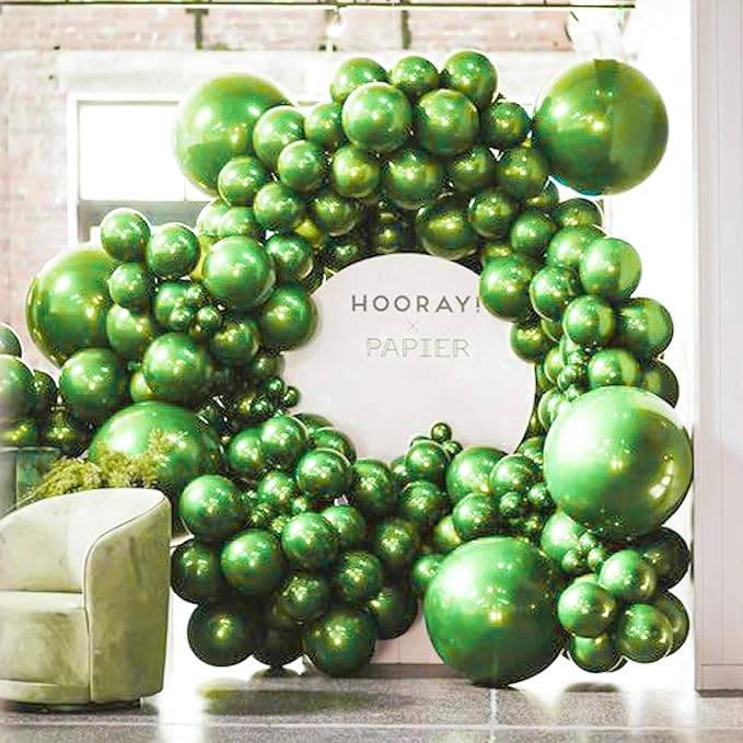 PartyWoo Metallic Green Balloons 100pcs Different Sizes of 18 12 10 5 Inch | - Image 5