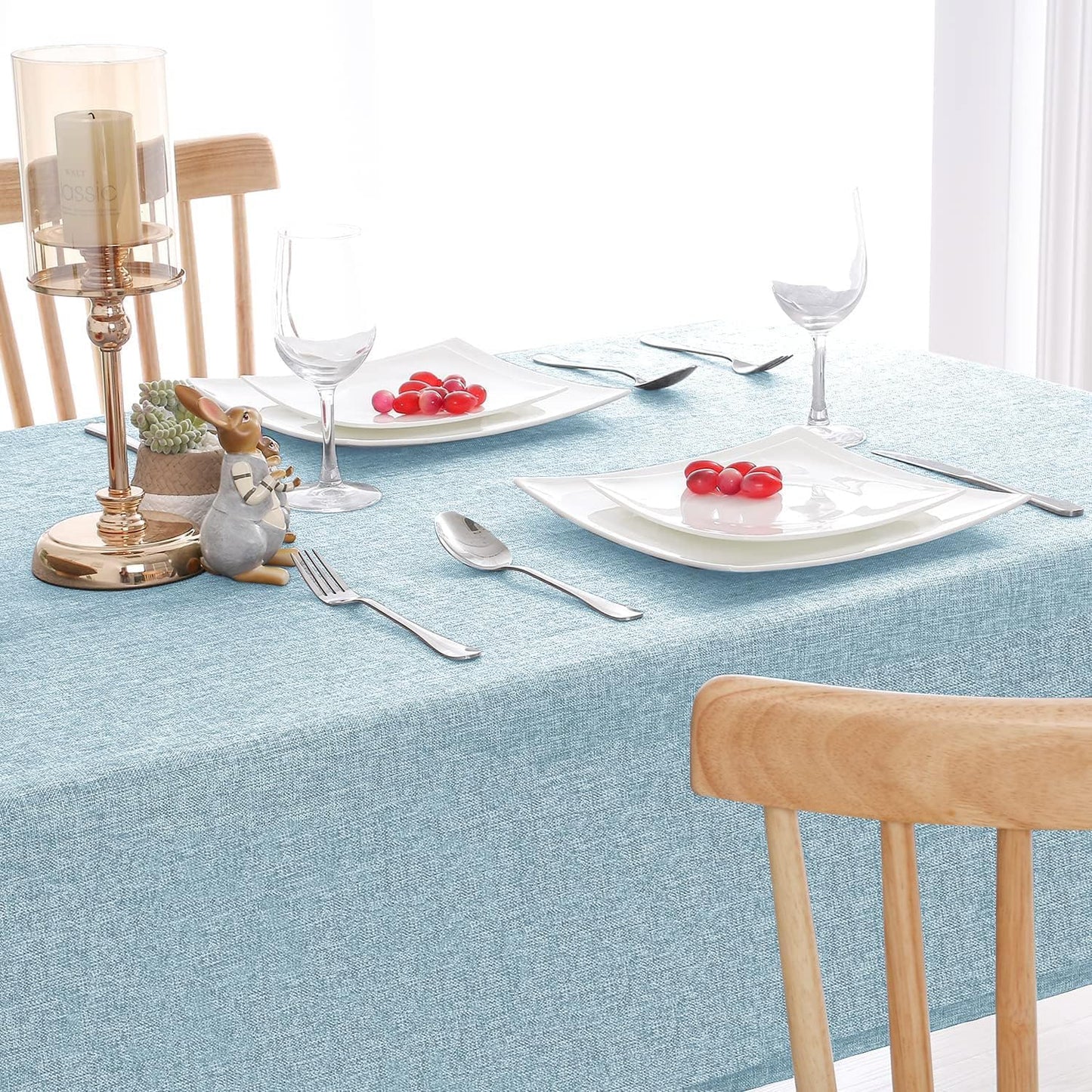 Hiasan 2 Pack Faux Linen Square Tablecloth - Wrinkle and Stain Resistant Washable Table Cloth for Kitchen Dining Room Holiday Table Cover for Party Dinner, Lux Slate Blue, 30 x 30 Inch