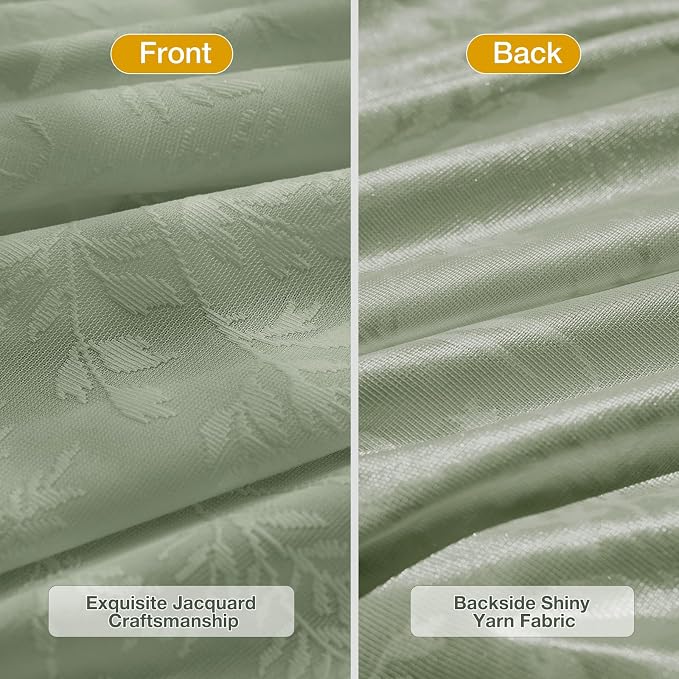 Anmao Sage Green Semi Sheer Light Filtering Curtains 63 Inches Long 2 Panels - Image 3