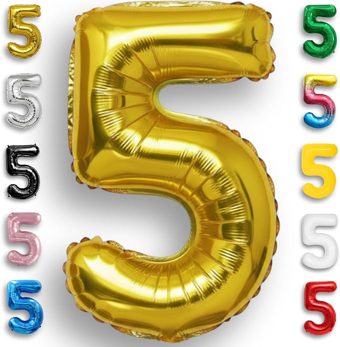 Gold Number Balloon 5 Mylar Foil Balloons 16 inch by Unknown