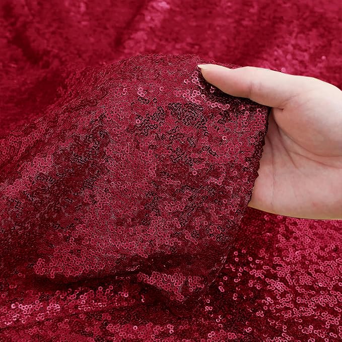 Sugargirl Burgundy Sequin Backdrop Curtain 3 Panels 2FTx8FT Glitter Burgundy - Image 4