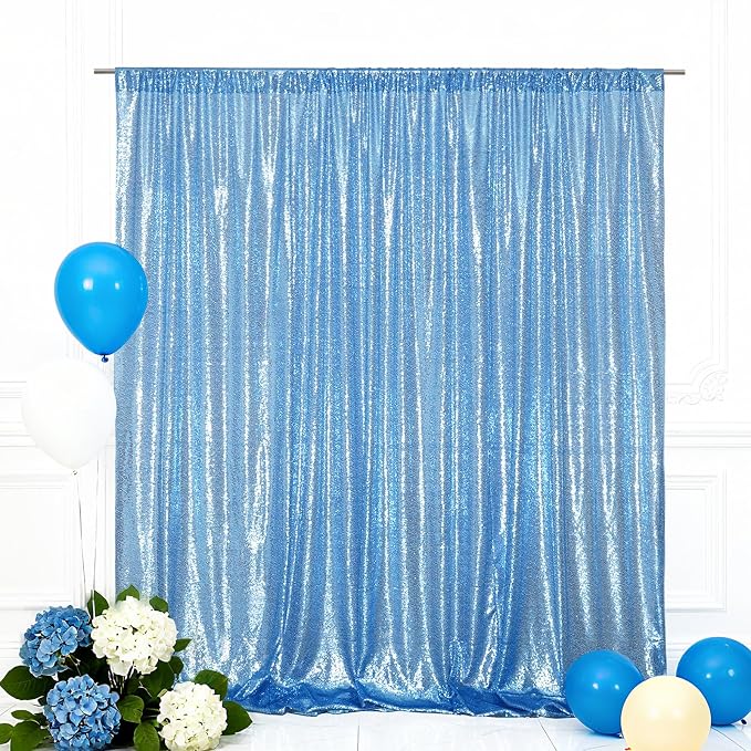 Eternal Beauty Baby Blue 3mm Sequin Backdrop 8x10 Ft by EternalBeauty