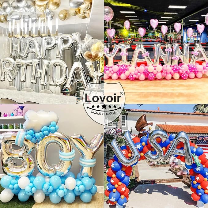 Lovoir 40 Inch Large Silver Letter O Balloons Big Size Jumbo Mylar Foil Helium - Image 4