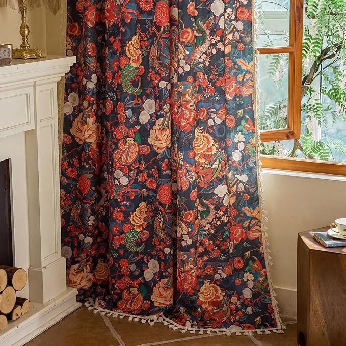 Floral Rod Pocket Semi Sheer 63 Inch Curtains 2 Panels - Image 6