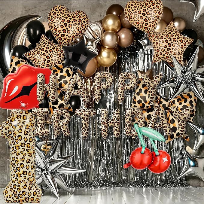Leopard Print Bow Balloons Birthday Decorations 40Inch Cheetah Number 3 Foil - Image 4