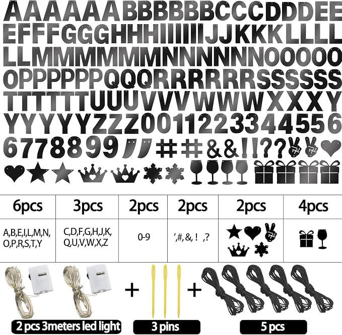175Pcs DIY Glitter Customizable Banner Kit Happy Birthday Custom Letters Banner - Image 2