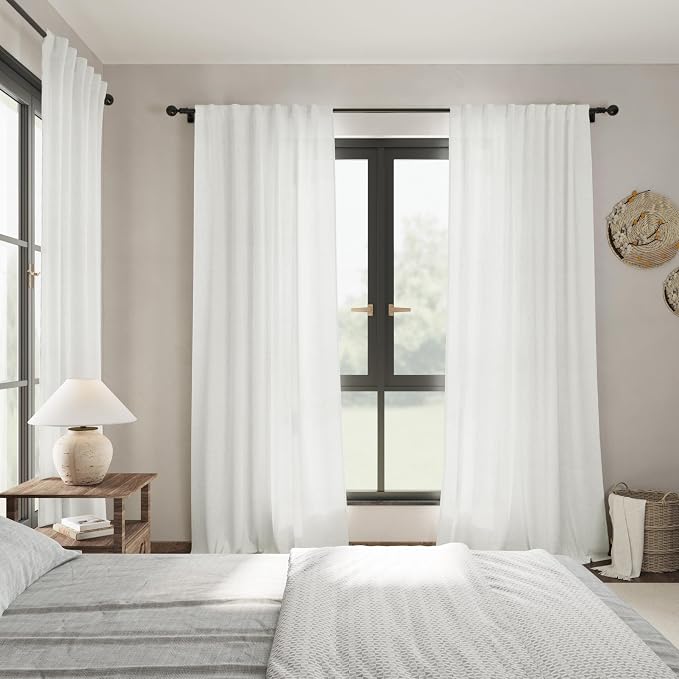 Off White Linen Curtains 92 inches Long - Image 7