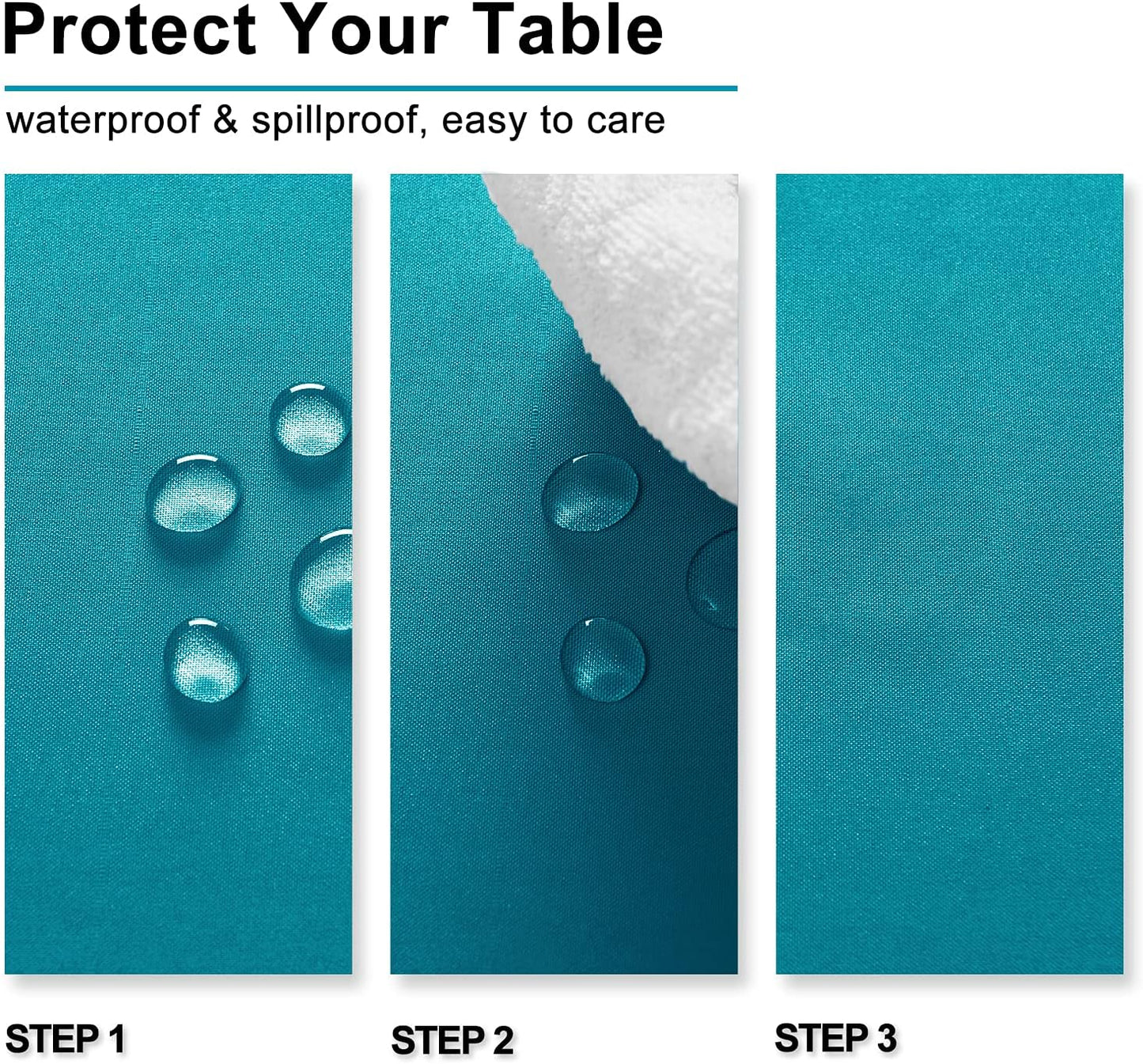 Hiasan 2 Pieces Turquoise Rectangle Tablecloth - Water Resistant and Spillproof Dining Room Washable Fabric Table Cloth for Dining Room, Polyester, 54 x 80 Inch