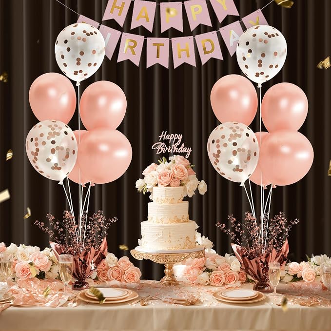 4 Set Rose Gold Table Balloons Foil Spray Centerpiece - Image 2