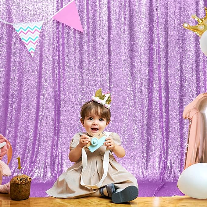 SquarePie 10x10ft Lavender Sequin Backdrop, High Density Non-Transparent - Image 8
