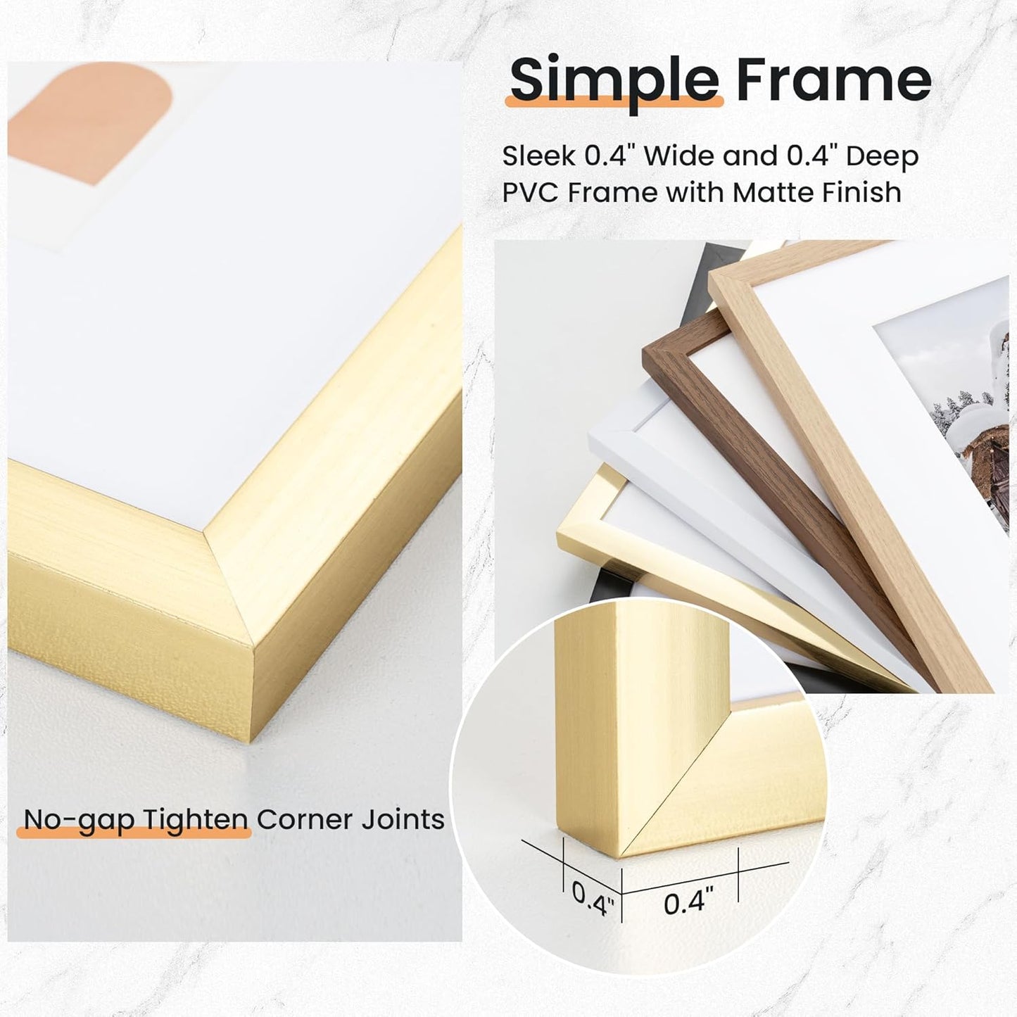 16x16 inch Picture Frame, 16x16 Photo Frames with 12x12 Removable Mat - High Definition Plexiglass - Vertical and Horizontal Display - Wall Hanging Frame - Gold, 3 Pack