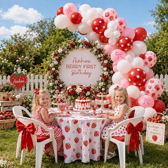 Strawberry Balloons, 12 Inch Red Pink Strawberry Printed Balloon - Image 6
