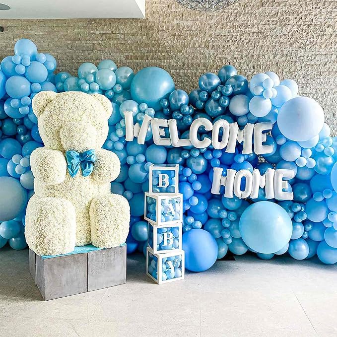 PartyWoo Pearl Light Blue Balloons 140pcs Baby Pastel Blue Color | 18 12 10 5 - Image 5