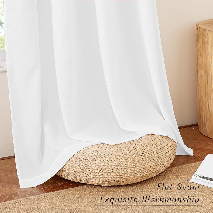 NICETOWN Thick White Linen Bedroom Curtains - Image 7