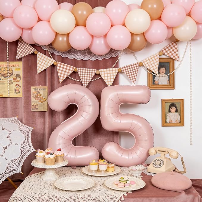 40 In Matte Pink Number Balloons Helium Foil Mylar Balloon Party Digital 33 | - Image 5