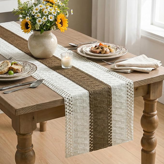 Artoid Mode Coffee Farmhouse Rustic Table Runner 12x108 Inch | Seasonal Holiday - Image 4