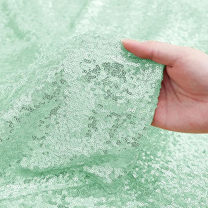Sugargirl Mint Green Sequin Backdrop Curtain 2 Panels 2FTx8FT Glitter Mint - Image 5