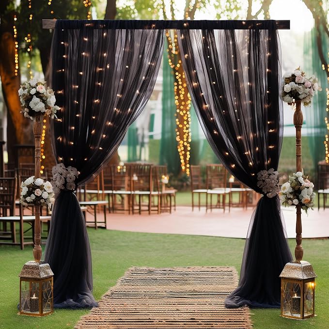 10x10ft Black Tulle Backdrop Curtain - Image 8