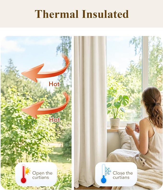 Ivory White Curtains 102 inches Long Super Soft Velvet Light Dimming Privacy - Image 6