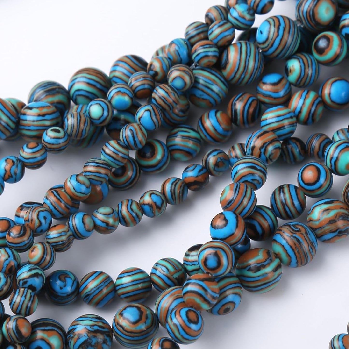 Blue Peacock Turquoise Stone Beads Gemstone Round Crystal Energy Jade Beads Stone Beads for Jewelry Making DIY Bracelet Necklace Jewelry Making 1 Strand 15.5inch 45PCS 8MM