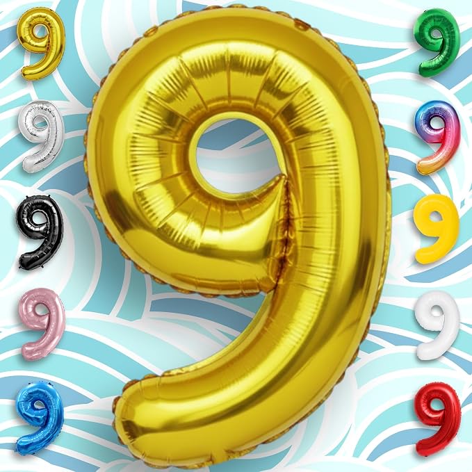Gold Number Balloon 9 Mylar Foil Balloons 40 inch - Image 4