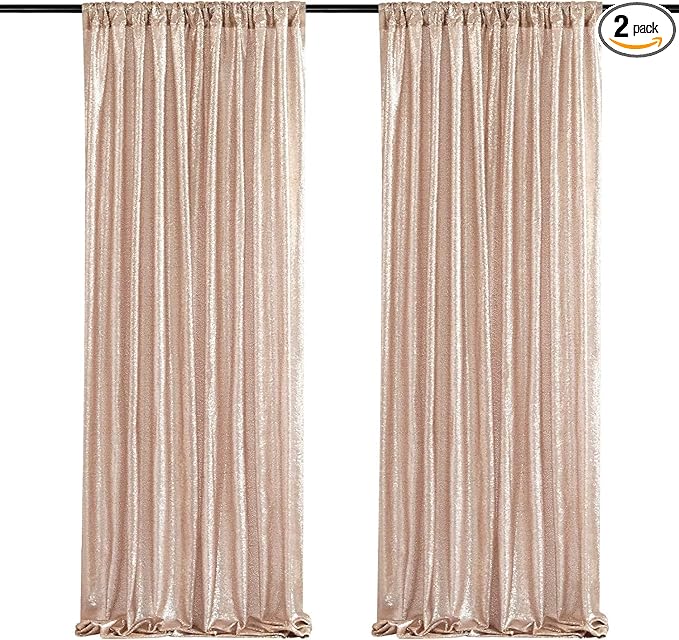 Poise3EHome Champagne Sequin Backdrop Curtains by Poise3EHome
