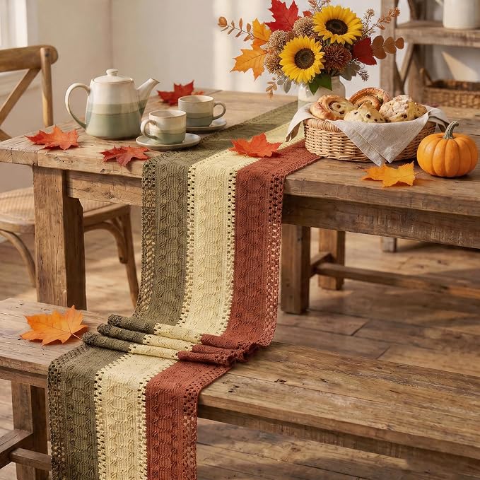 Artoid Mode Caramel Brown Coffee Farmhouse Rustic Table Runner 12x120 Inch | - Image 5