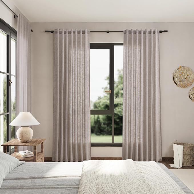 Brownish Grey Linen Curtains 90 Inch Length 2 Panels Set - Image 7