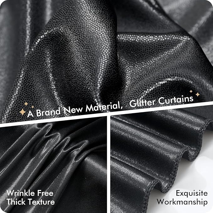 20ftx10ft Shimmer Black Sequin Backdrop Curtain - Image 3